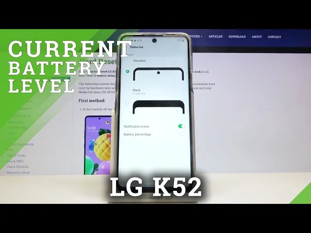 Video thumbnail for How to Enable Battery Percentage in LG K52 – Battery Settings