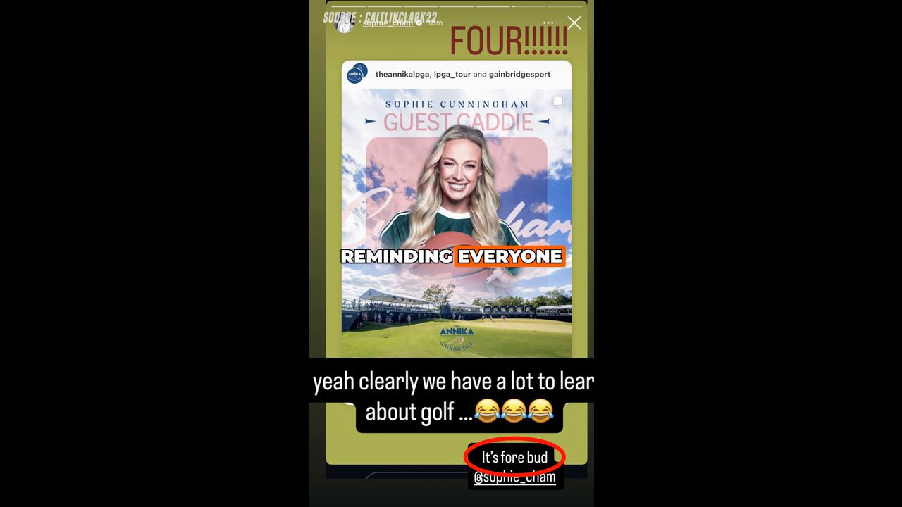 Video thumbnail for Caitlin Clark trolls Sophie Cunningham for her golf blunder at Annika Pro-Am