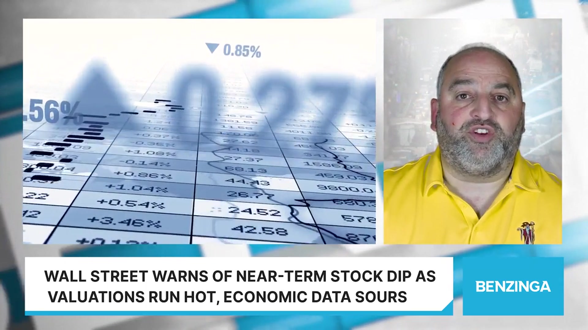 'Video thumbnail for Wall Street Warns Of Near-Term Stock Dip As Valuations Run Hot, Economic Data Sours'