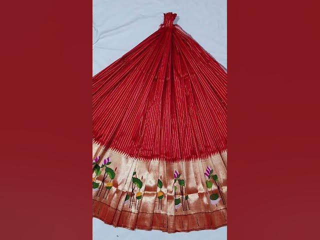 Video thumbnail for Red tissue lining lehenga fabric swan design #traditionallehengas #silklehenga #lehenga