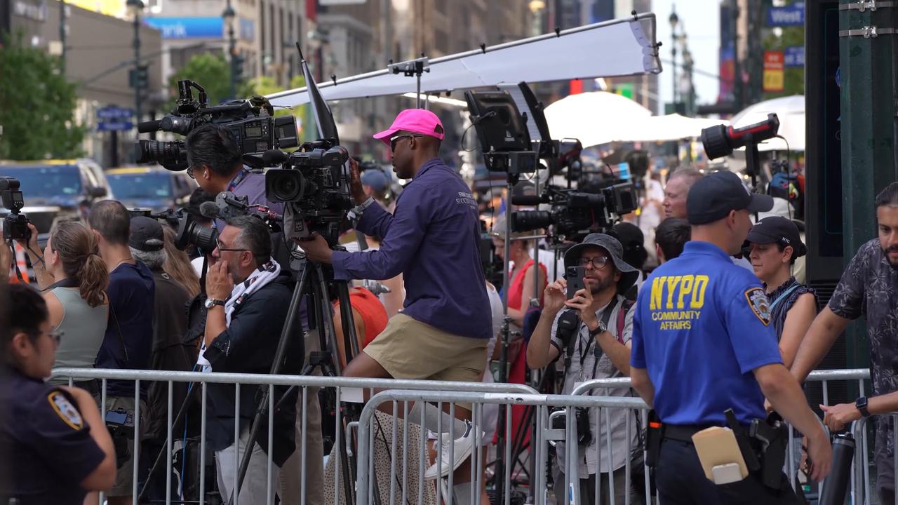 Video thumbnail for US: Celebrity guests arrive at Taylor Swift and Travis Kelce's wedding event in New York.