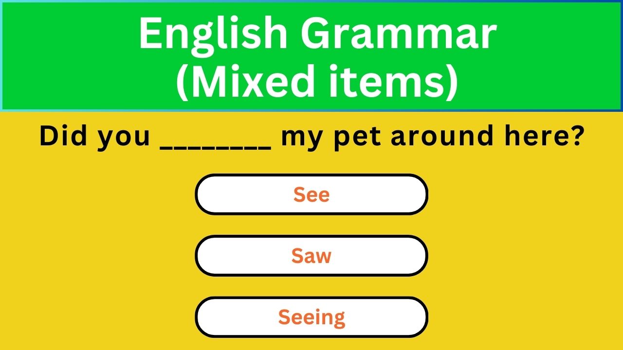 'Video thumbnail for English Grammar Practice || English Grammar (Mixed items) Part 3 || English Grammar Test'