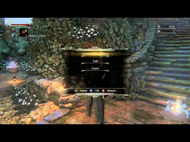 Video thumbnail for Bloodborne - Hunter's Dream: Living Doll: Channel Blood Echoes Sequence, Endurance +2 (Level 12) PS4