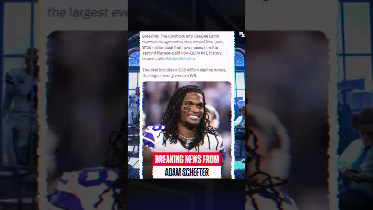 Video thumbnail for BREAKING: The #Cowboys are signing All-Pro WR CeeDee Lamb to a 4-year/$136M