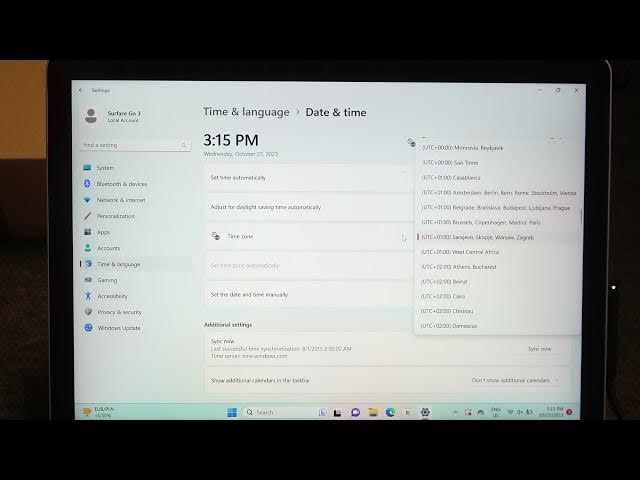 Video thumbnail for How To Change Date & Time Settings In LAPTOP MICROSOFT SURFACE GO 3