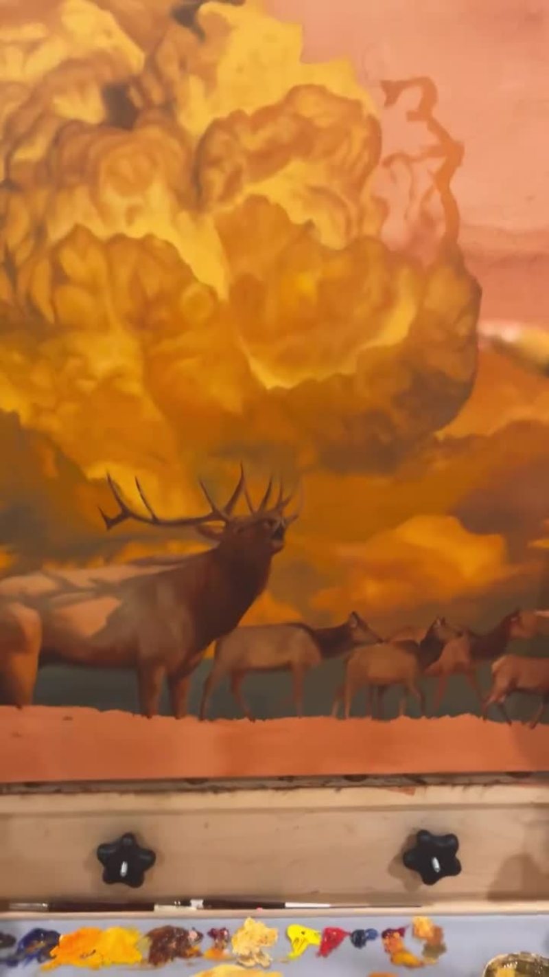 Video thumbnail for Elk Herd beneath Glowing Storm Clouds in Progress