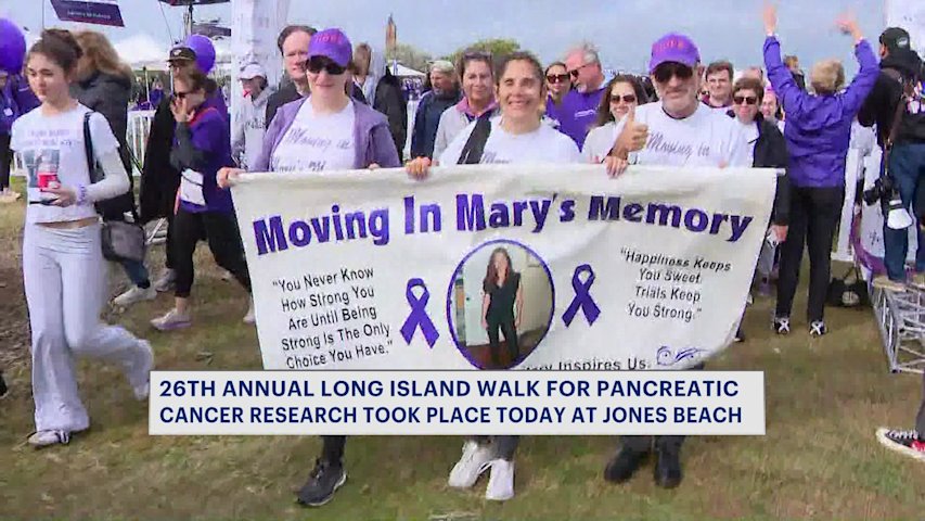 Video thumbnail for 26th annual Lustgarten walk draws thousands to Jones Beach for pancreatic cancer research
