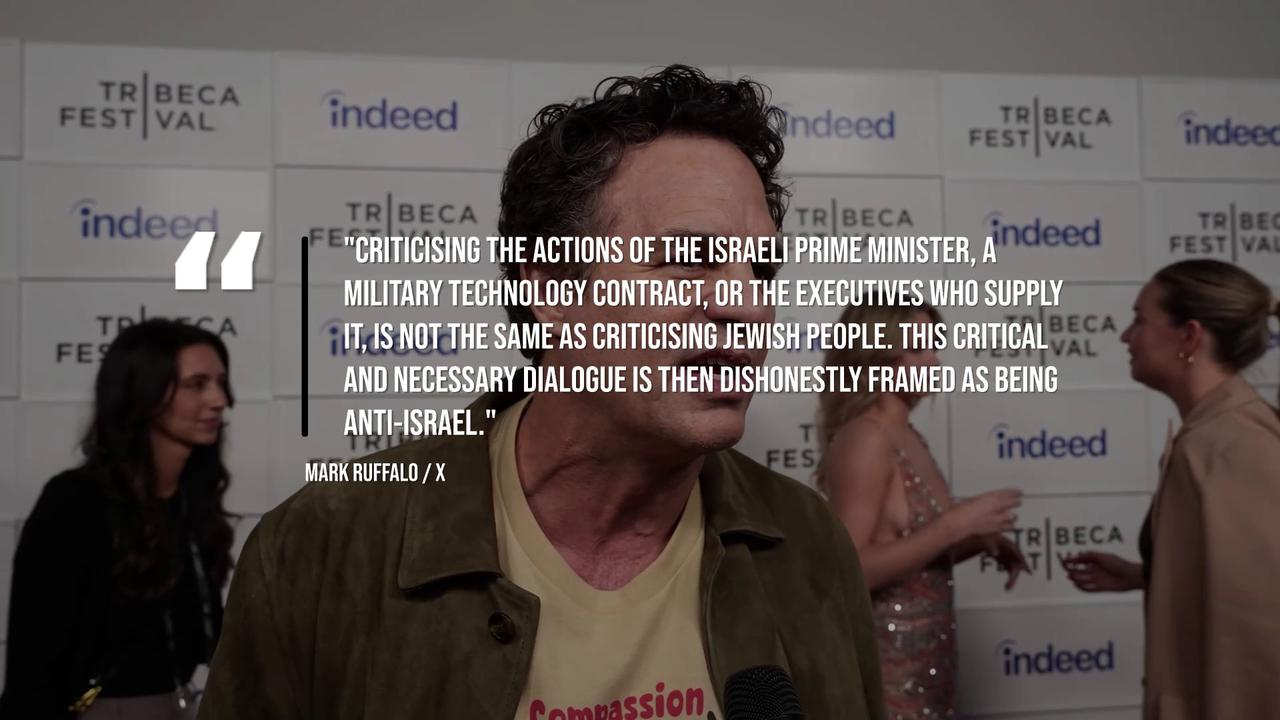 Video thumbnail for Mark Ruffalo slams accusations of anti-semitism.