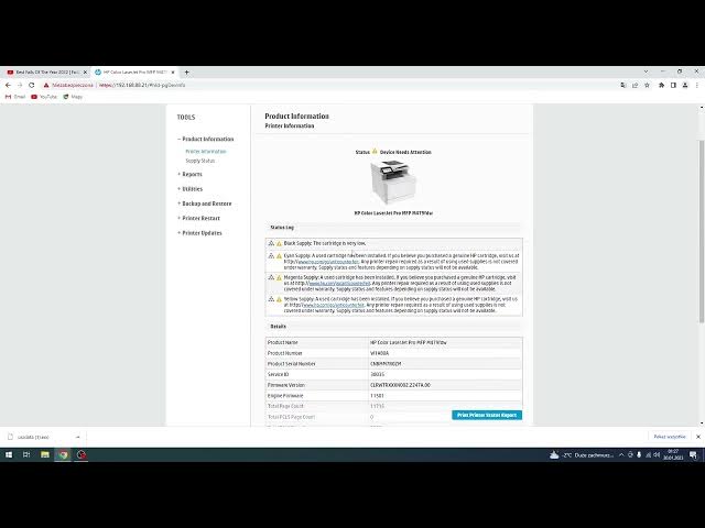 Video thumbnail for How to check all printer info on Hp Color LaserJet Pro / Check printer informtion on Hp LaserJet Pro
