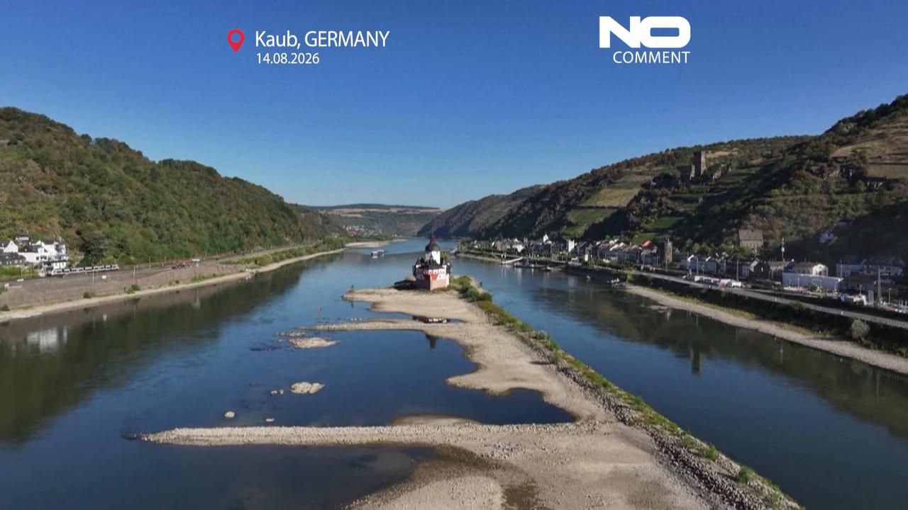 Video thumbnail for Rhine River remains low amid ongoing drought in Germany