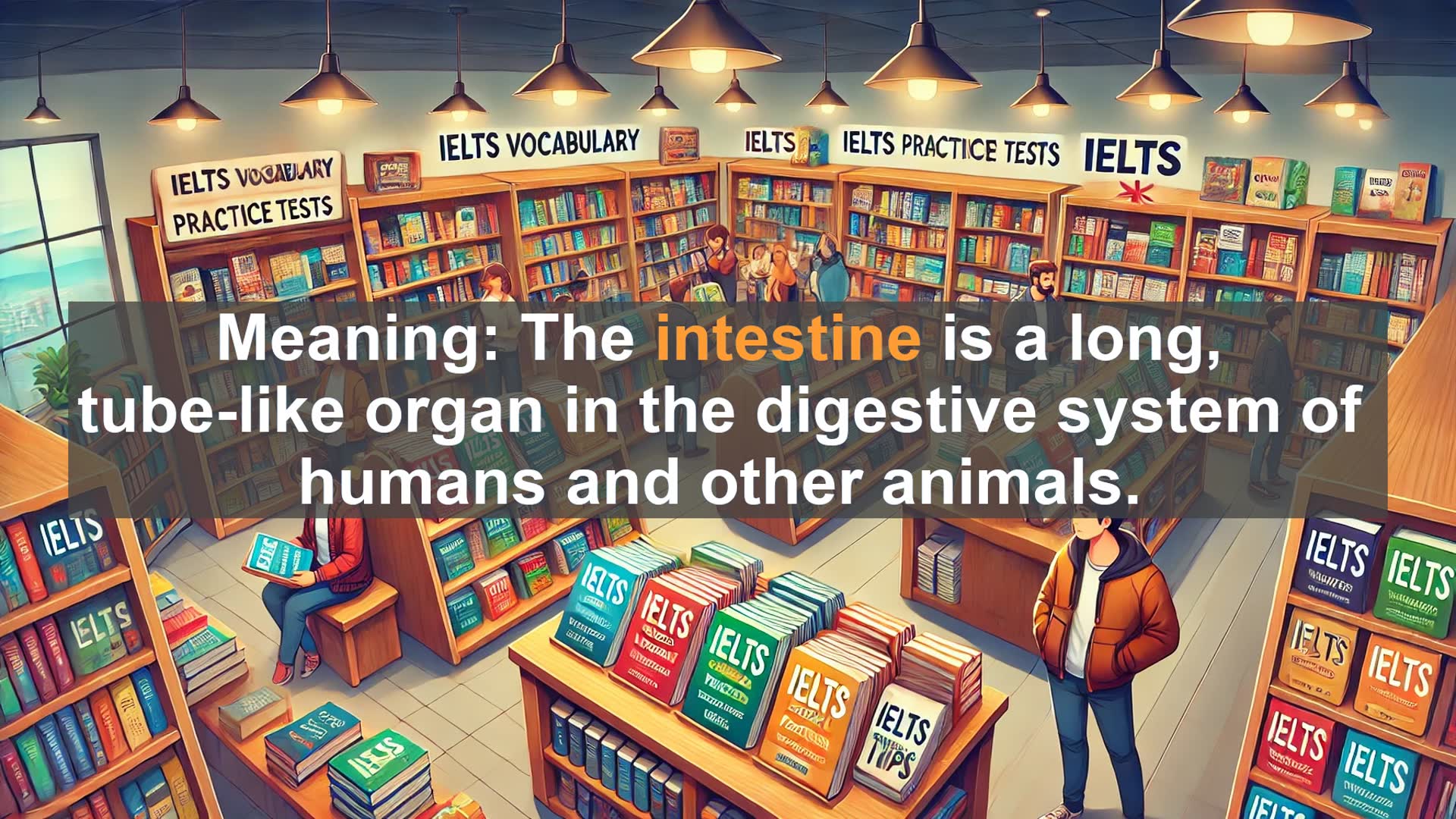 'Video thumbnail for 5000 Must Know IELTS 8.0 Vocabulary - The Intestine: Key Organ in Human Digestion'