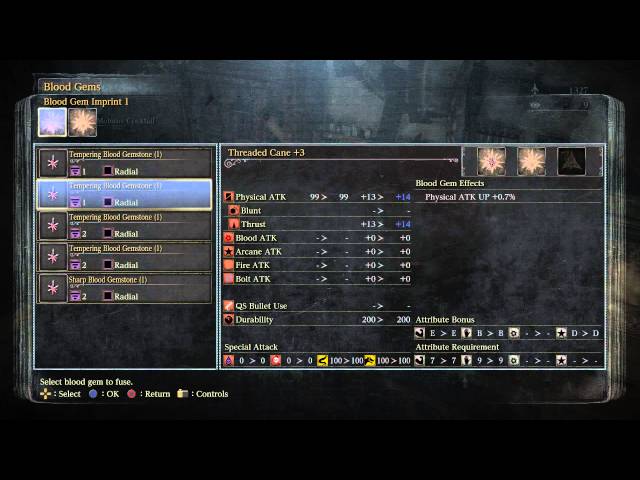 Video thumbnail for Bloodborne - Hunter's Dream: Upgrade Threaded Cane to +3 & Hunter's Blunderbuss w Bloodtinge PS4