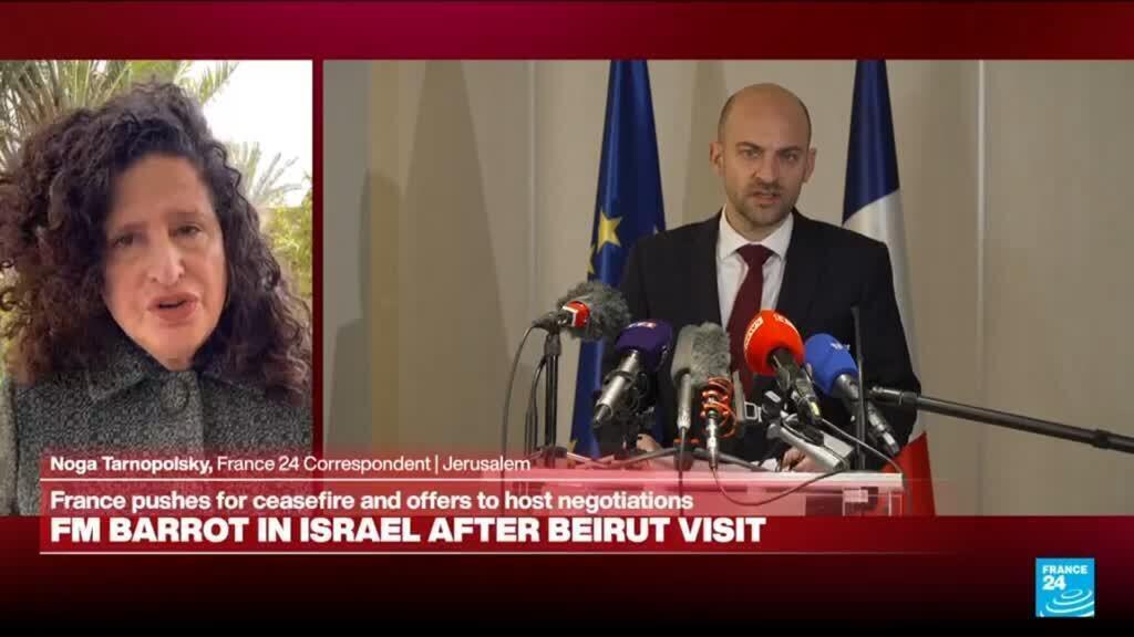 Video thumbnail for France presenting 'nuanced position' as FM Barrot visits Israel