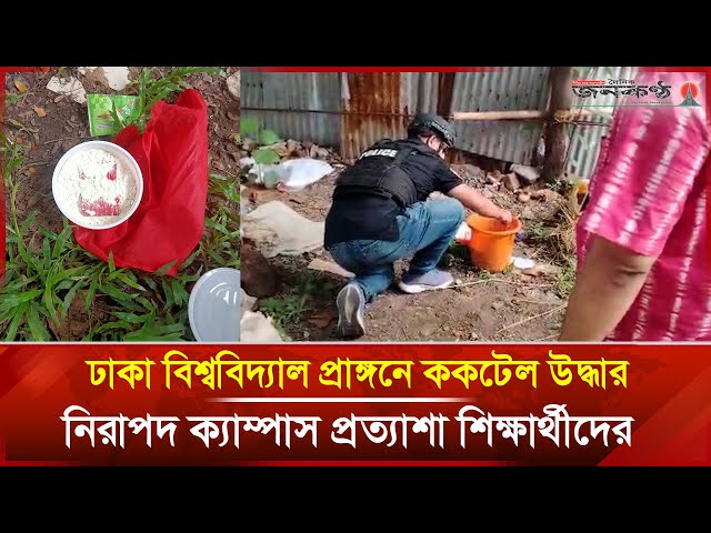 Video thumbnail for ঢাকা বিশ্ববিদ্যাল প্রাঙ্গনে ক/ক/টেল উদ্ধার, নিরাপদ ক্যাম্পাস প্রত্যাশা শিক্ষার্থীদের | Janakantha