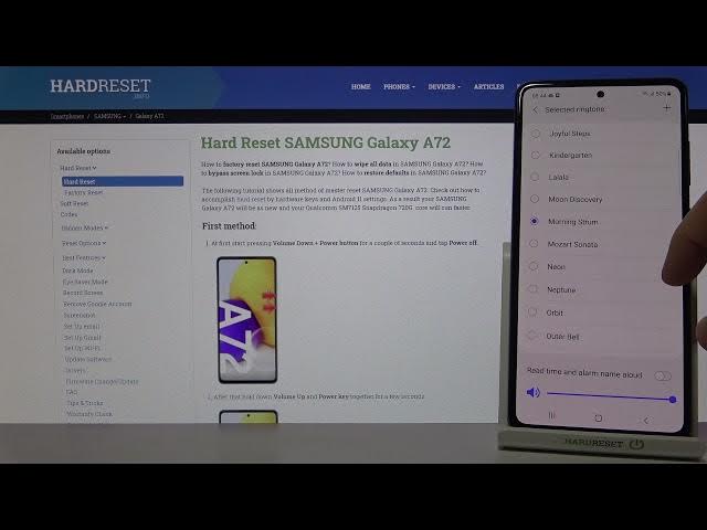 Video thumbnail for How to Set Up Alarm Sounds in SAMSUNG Galaxy A72 - Alarm Clock Settings