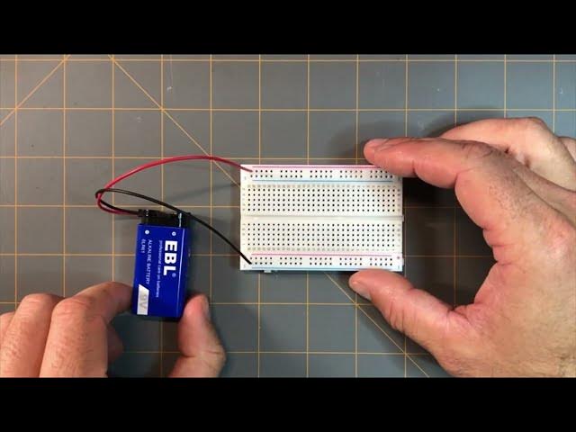 'Video thumbnail for Connecting a 9V Battery Snap Connector to the Breadboard'