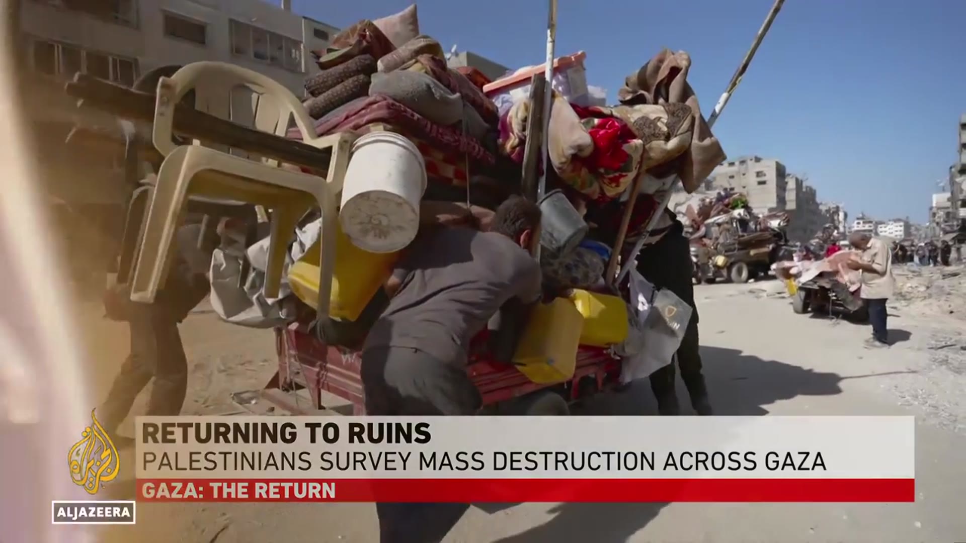 'Video thumbnail for Palestinians return to Gaza City ruins as Israel-Hamas truce takes hold'