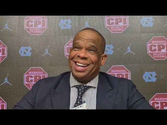 Video thumbnail for #UNC coach Hubert Davis after victory over Louisville
