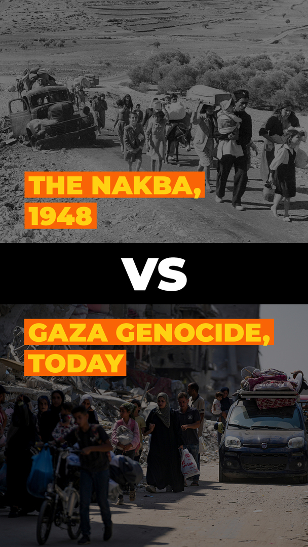 Video thumbnail for Nakba 1948 vs Gaza genocide today