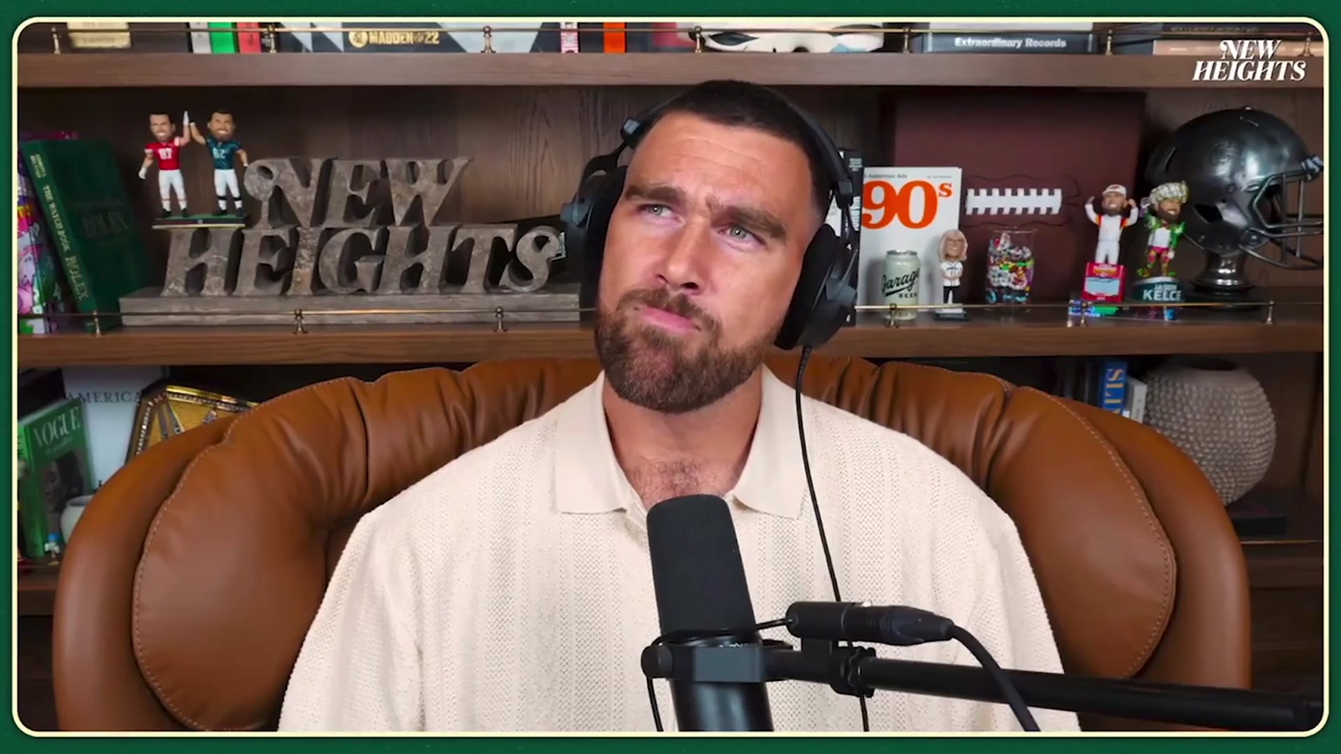 'Video thumbnail for Travis Kelce reveals thoughts on Taylor Swift's raunchy 'Wood' song he inspired'