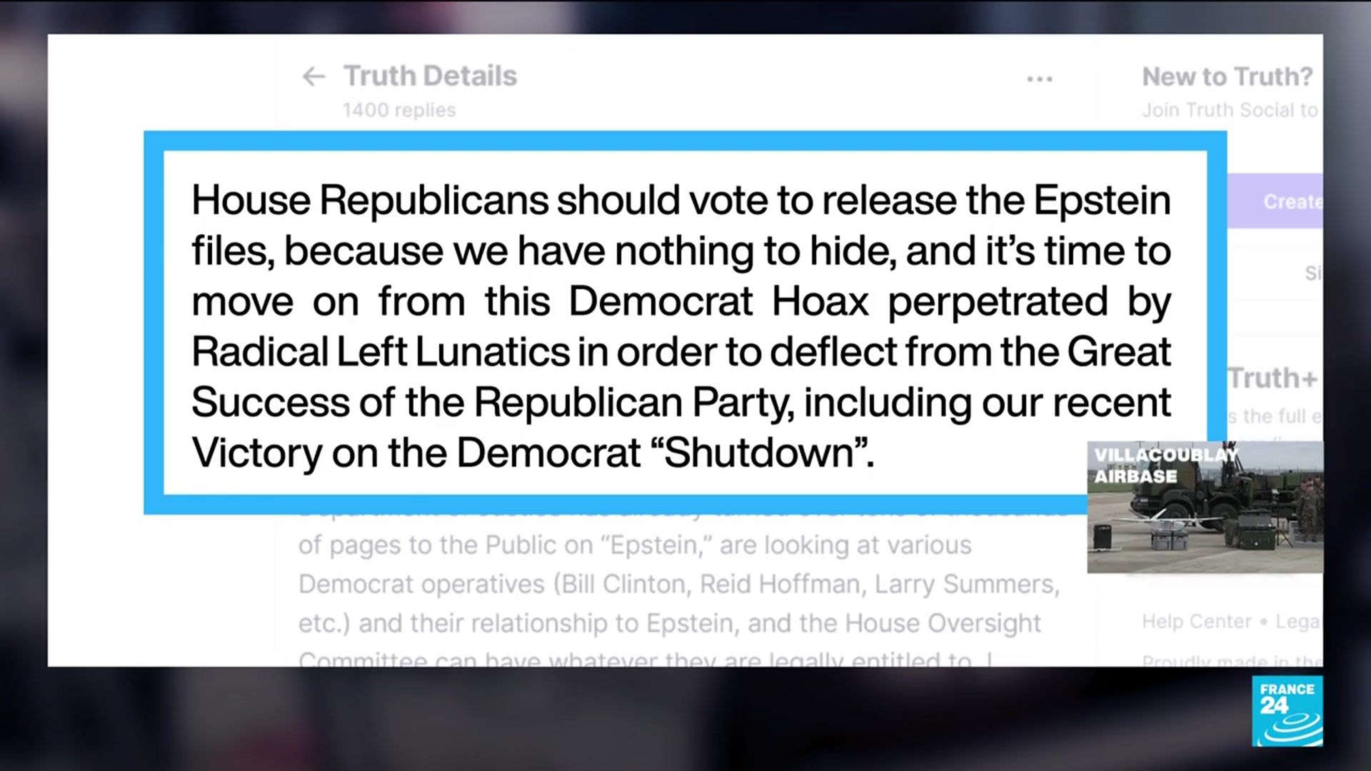 'Video thumbnail for Trump now tells Republicans to vote to release Epstein files'