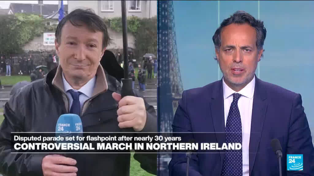Video thumbnail for Northern Ireland court allows Orange Order march through Catholic area