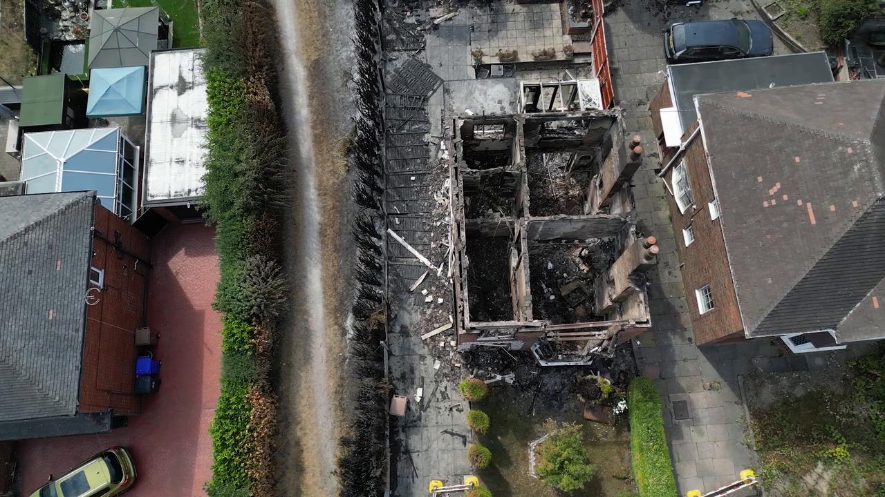 Video thumbnail for UK: Wildfires leave charred landscape in UK's Stoke-on-Trent.