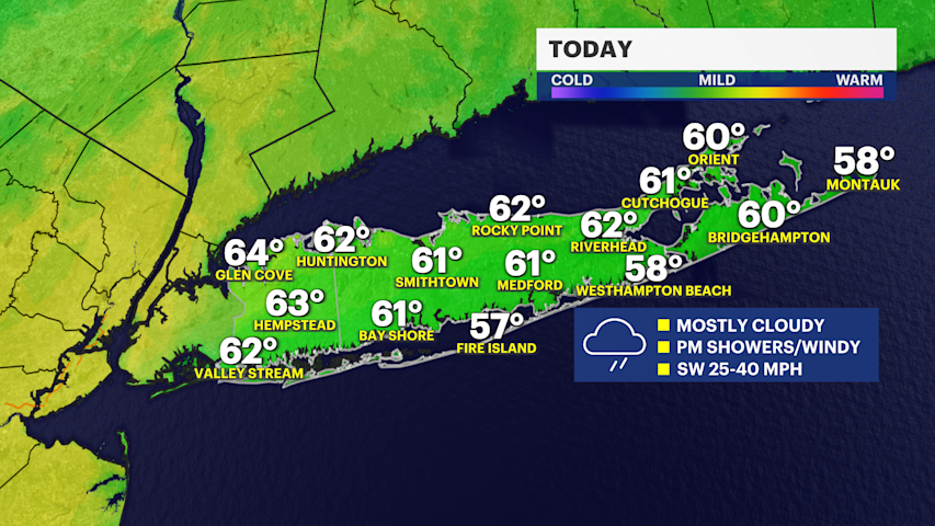 Video thumbnail for Gusty winds and afternoon showers for Long Island
