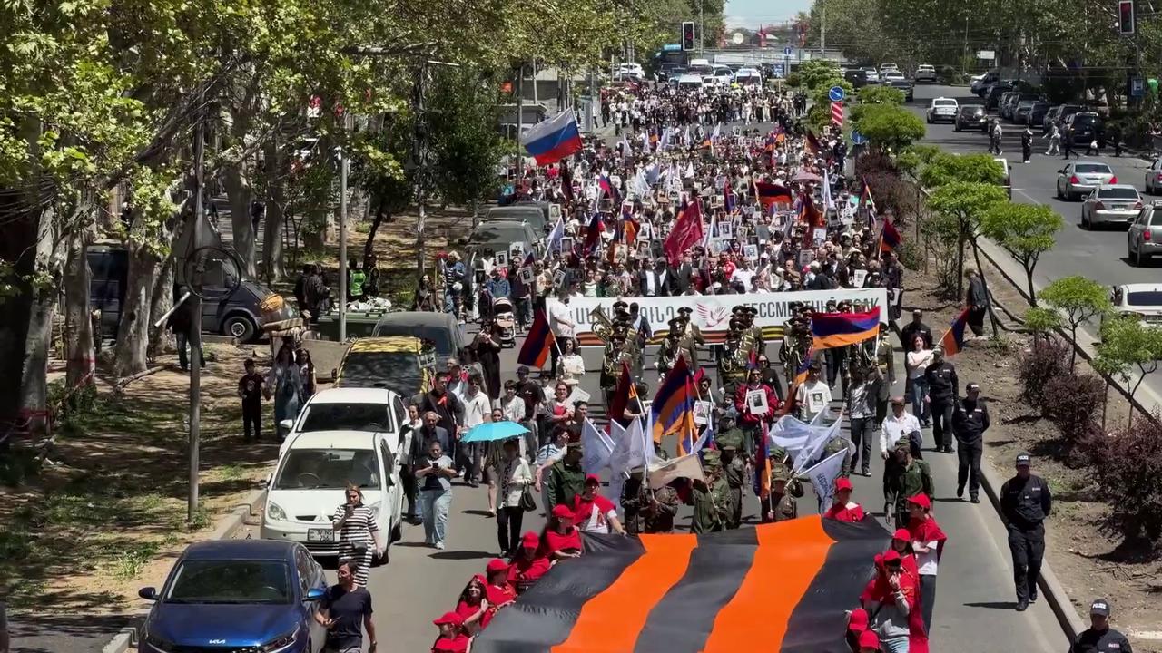 Video thumbnail for Armenia: Immortal Regiment event in Yerevan.