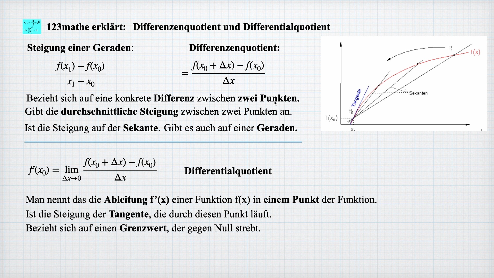 'Video thumbnail for Differentialquotient-Differenzenquotient Unterschied'