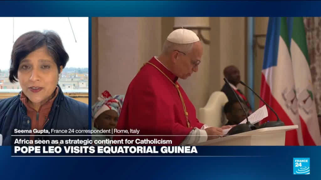 Video thumbnail for Pope calls for 'law and justice' on Equatorial Guinea visit