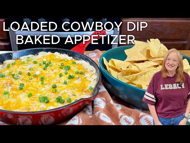Video thumbnail for Loaded Baked Cowboy Dip Appetizer FOOTBALL OR HOLIDAY Dip Recipes