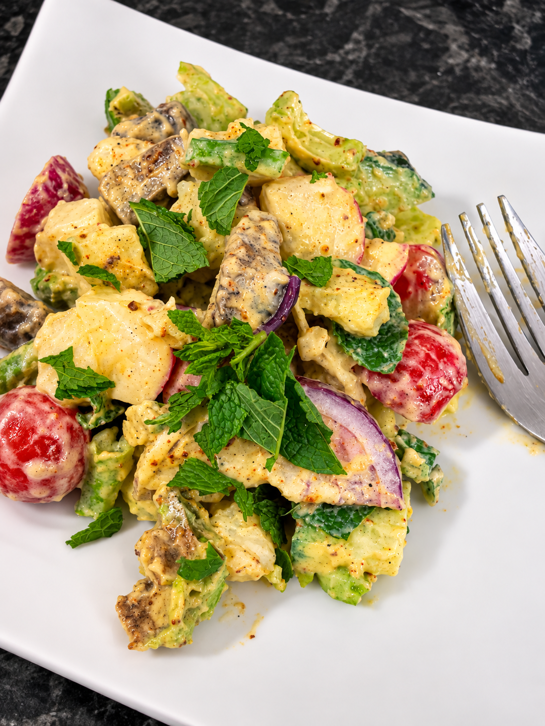 Video thumbnail for 🥩🥔 CREAMY BEEF & POTATO SALAD! 🥑🥗😍
