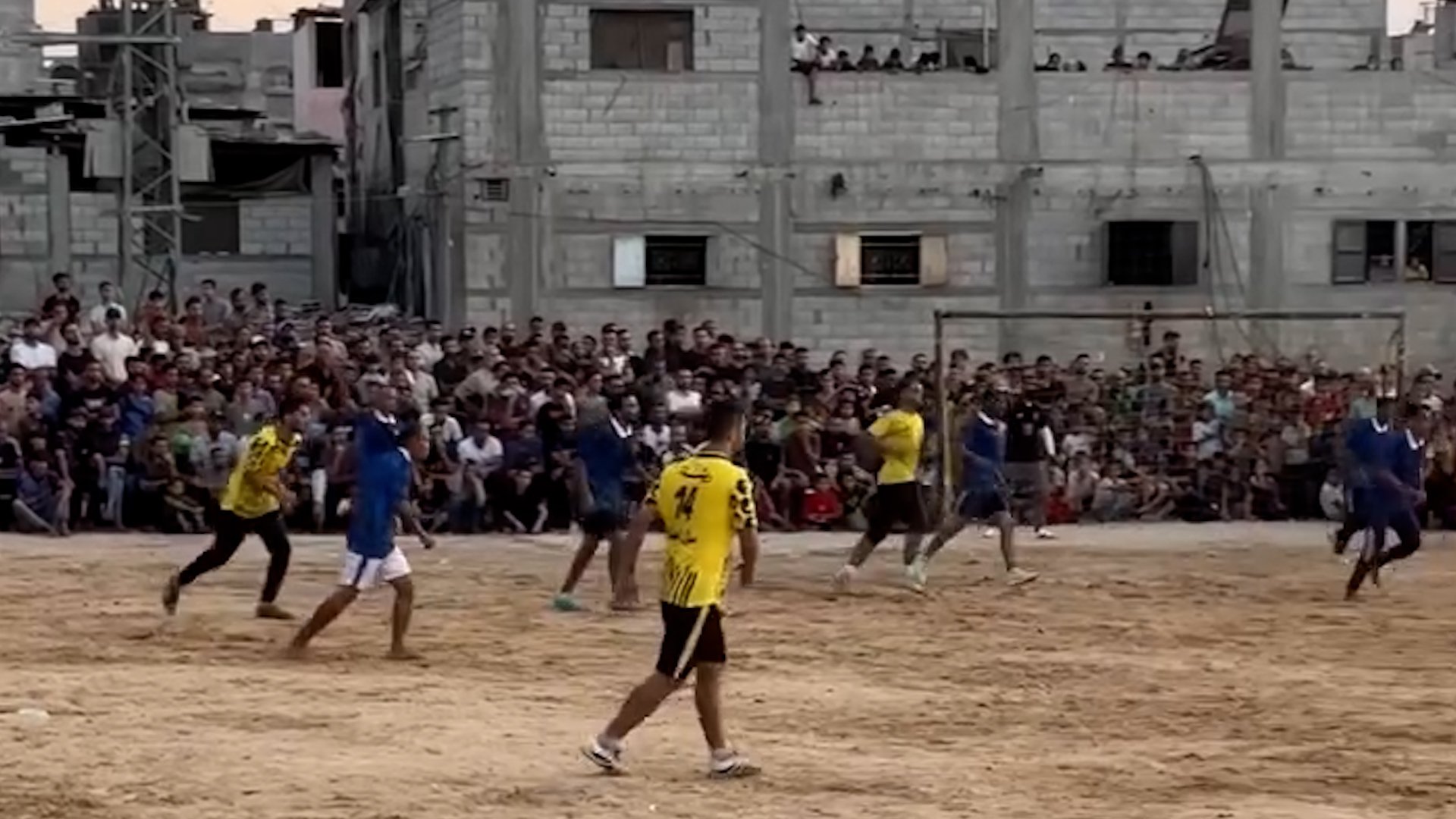 Video thumbnail for Palestinians gather for football amid Gaza’s ruins
