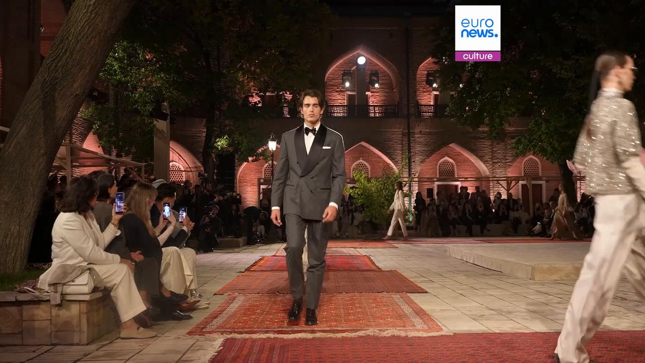 Video thumbnail for Brunello Cucinelli transforms a historic Tashkent madrasah into a runway