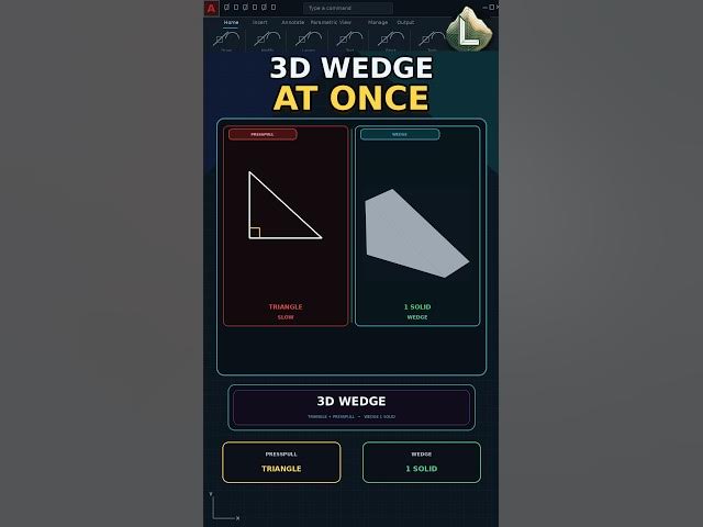 Video thumbnail for Make a 3D Wedge in AutoCAD with WEDGE #architecture #cadland #autocad