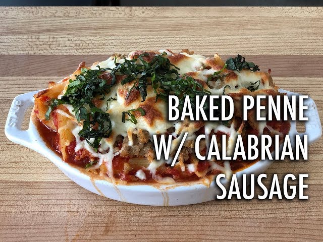 Video thumbnail for Baked Penne with Spicy Calabrian Pepper Sausage | Calabrian Chilli Sausage Pasta