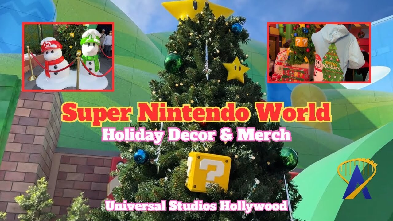 Video thumbnail for Day & Night Holiday Decorations & Merch at Super Nintendo World in Universal Studios Hollywood 2024