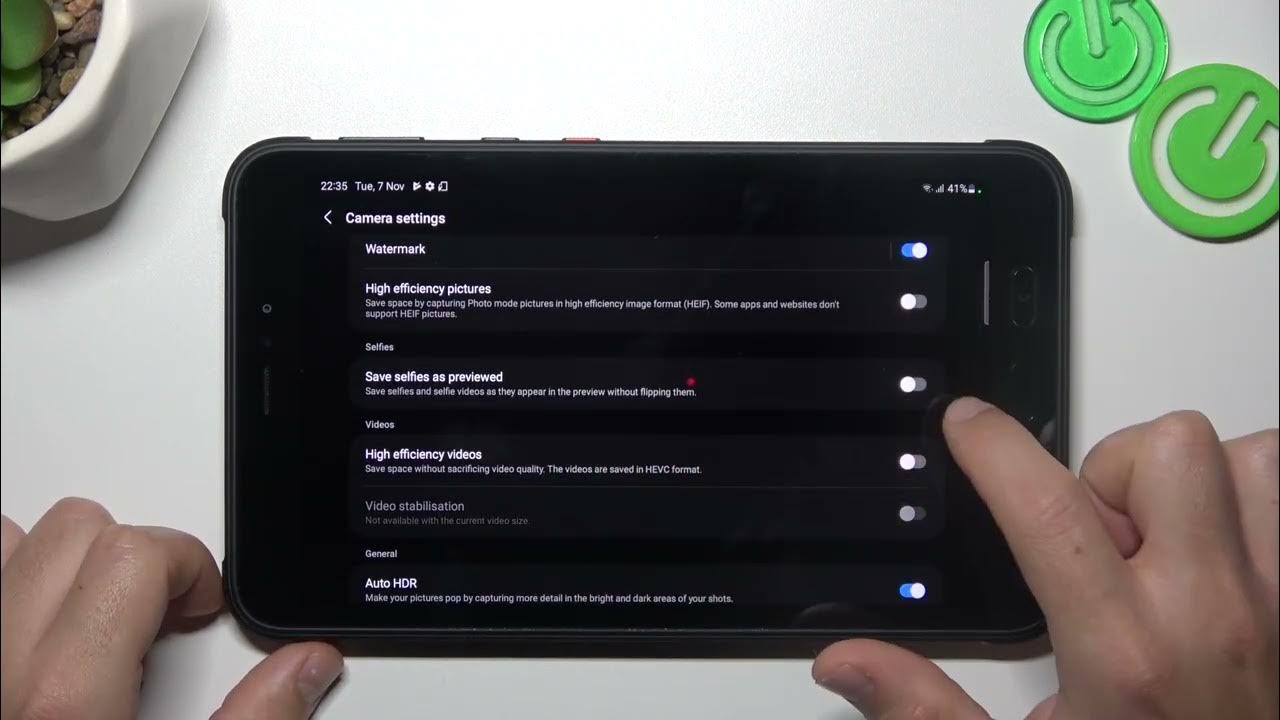 Video thumbnail for How to Manage Front Camera Mirror Effect on Samsung Tab Active3 – Camera Settings