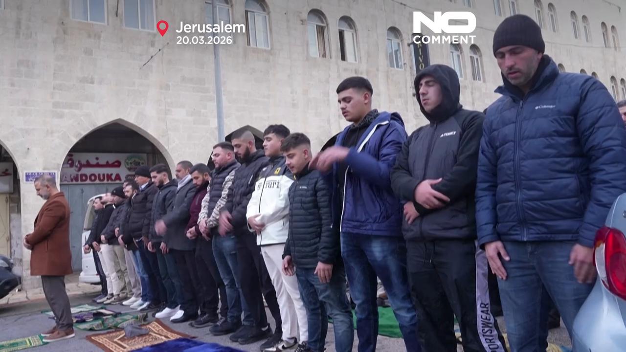 Video thumbnail for Tear gas and tension in Jerusalem as Eid prayers held outside al Aqsa