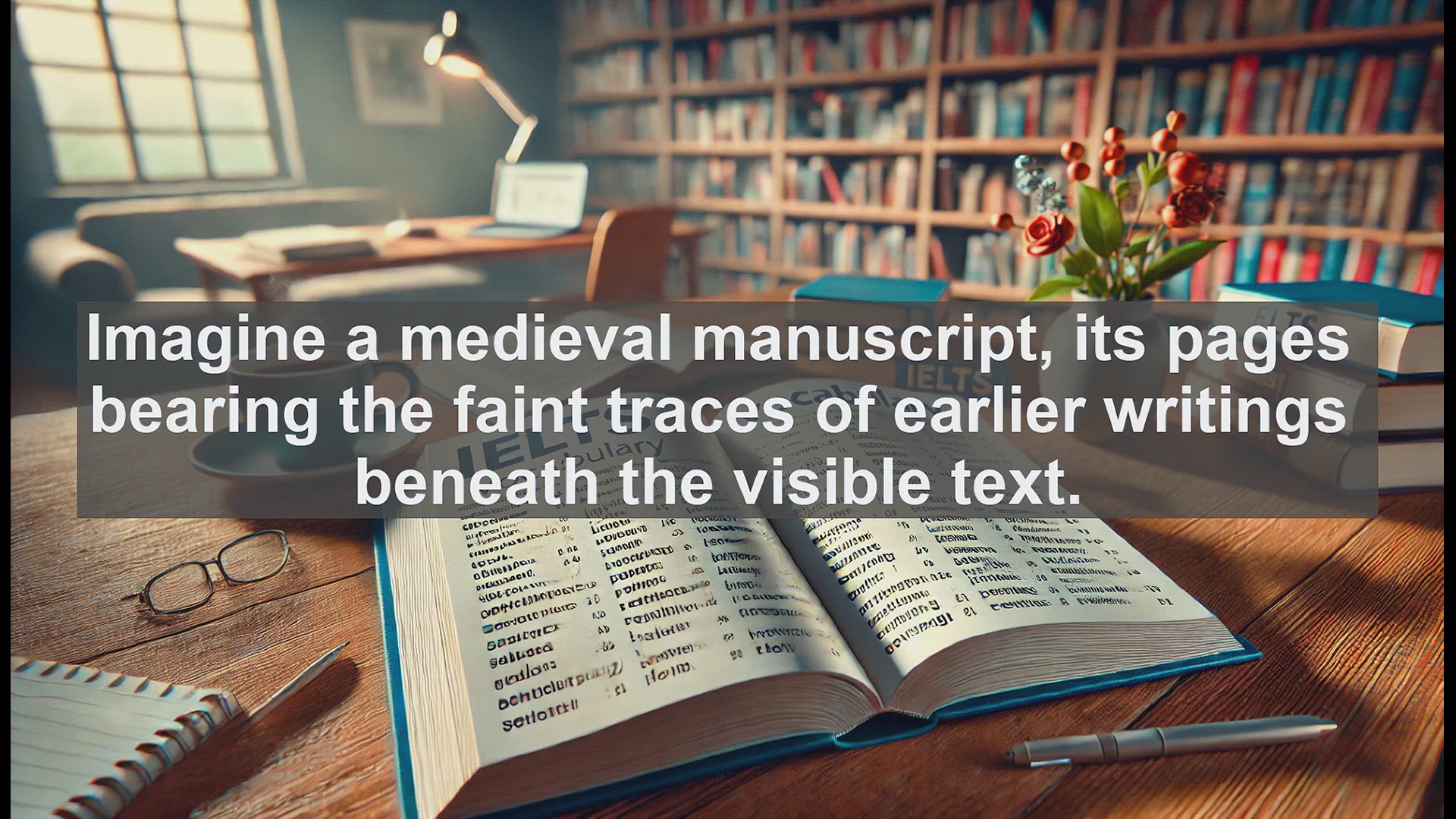 'Video thumbnail for 2000 Must Know IELTS 9.0 Vocabulary - Palimpsest: The Layered History in Words and Objects'
