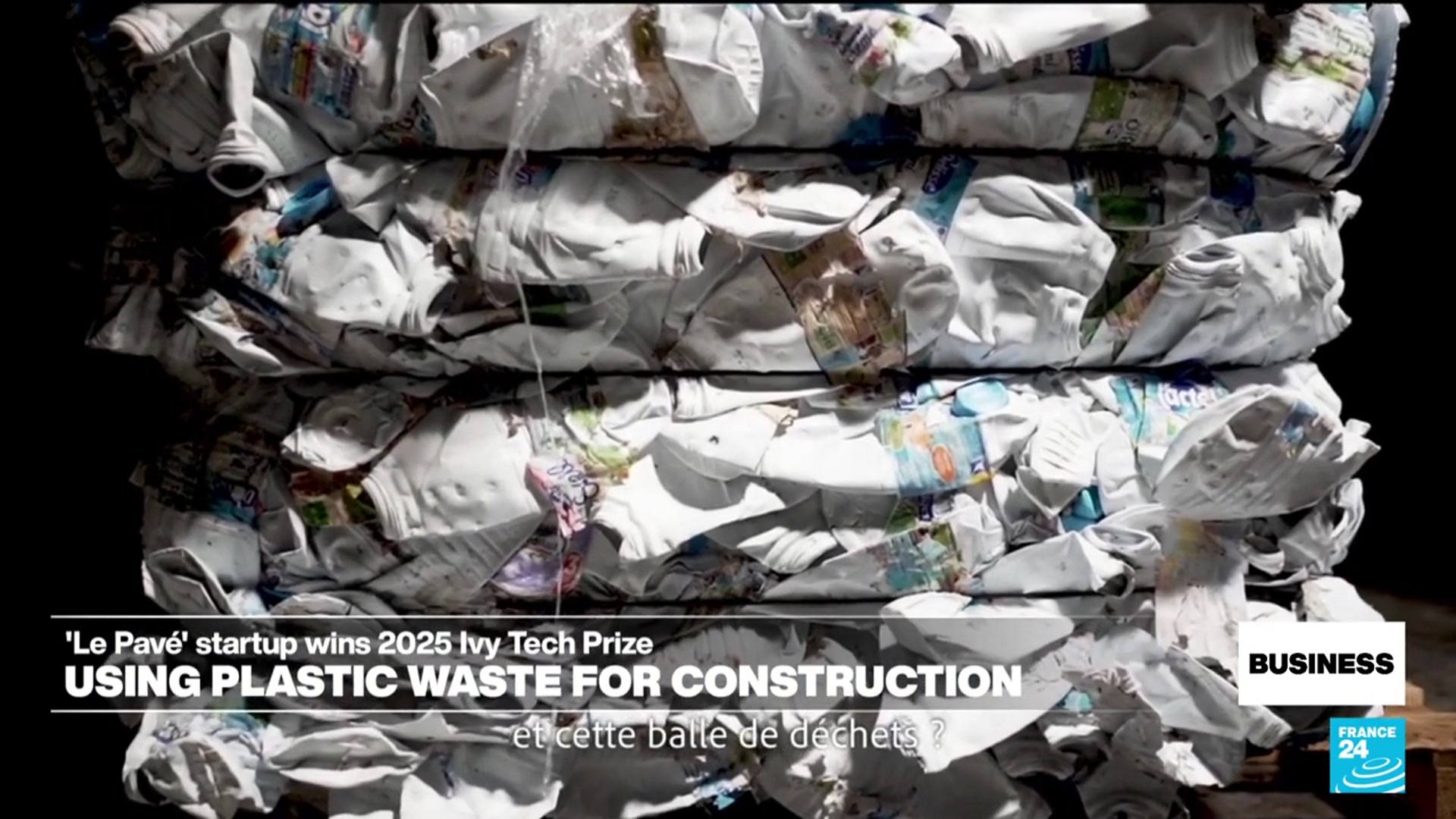 'Video thumbnail for French startup turns plastic waste into building material'