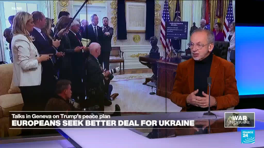 Video thumbnail for Allies meet in Geneva to rework US plan on Ukraine-Russia war