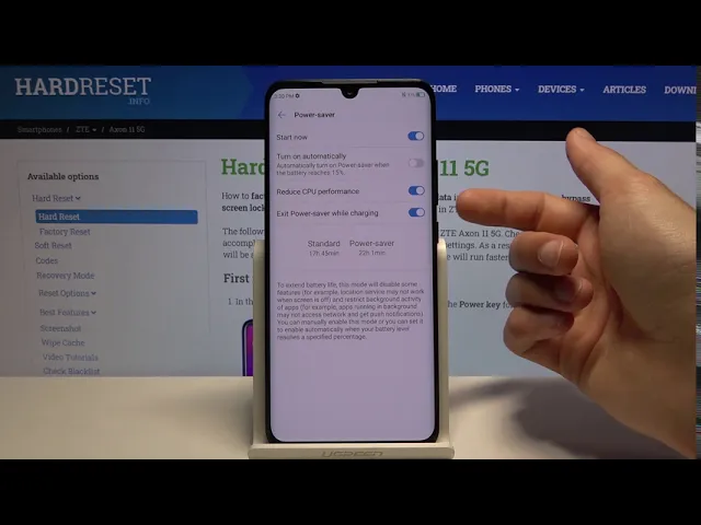 Video thumbnail for How to Save Battery on ZTE Axon 11 - Turn On / Of Power Saving Mode
