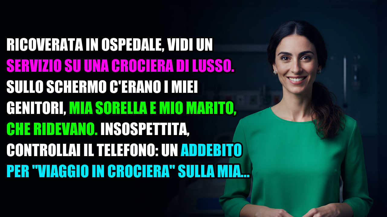 Video thumbnail for Ricoverata in ospedale, vidi un servizio su una crociera di lusso. Sullo schermo c'erano i miei…
