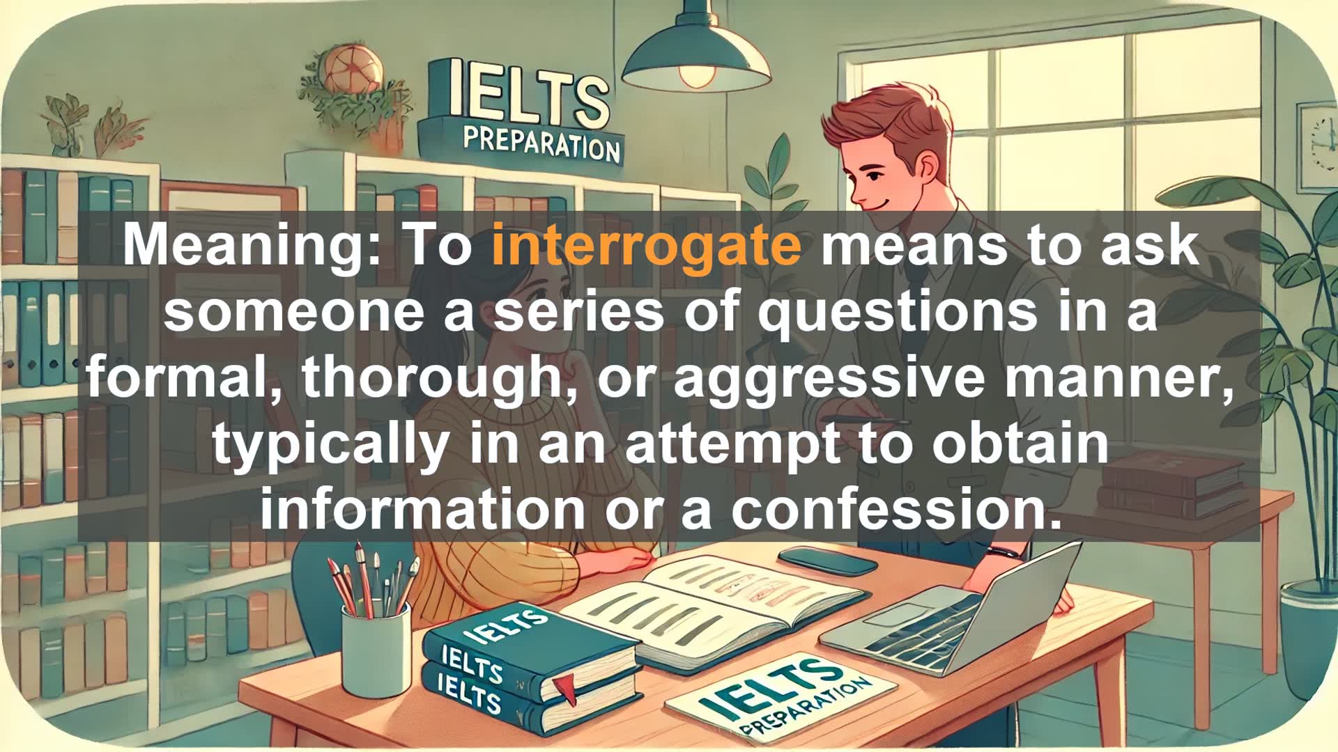 'Video thumbnail for 5000 Must Know IELTS 8.0 Vocabulary - Interrogate: Mastering the Art of Intense Questioning'