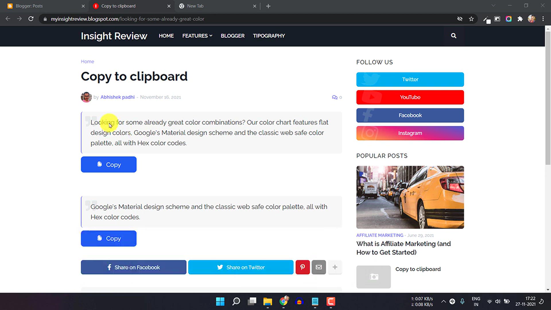 'Video thumbnail for Create Copy to Clipboard button using HTML, CSS & JavaScript'