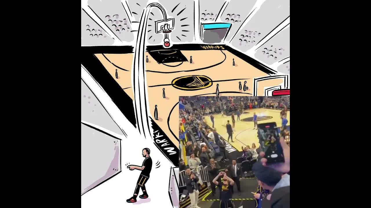 Video thumbnail for heatcheck: stephen curry scores incredible shot for golden state warriors