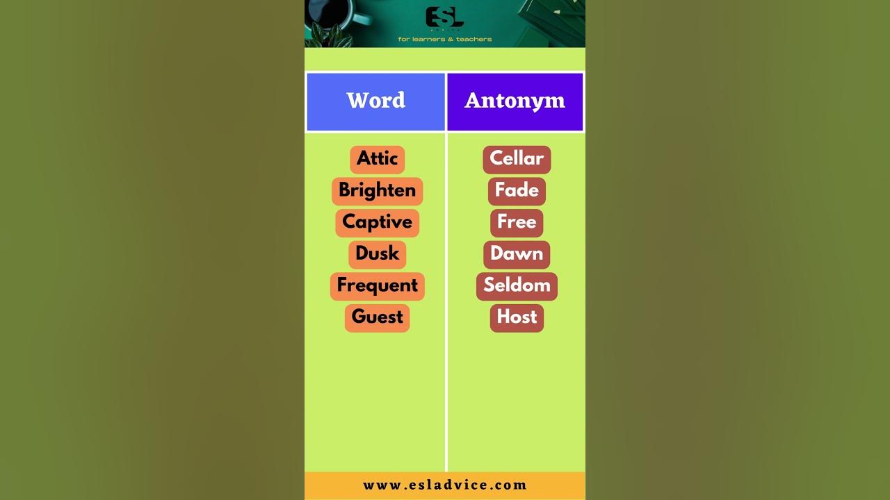 'Video thumbnail for Did You Know These Antonyms   Part 8  ESL Advice'