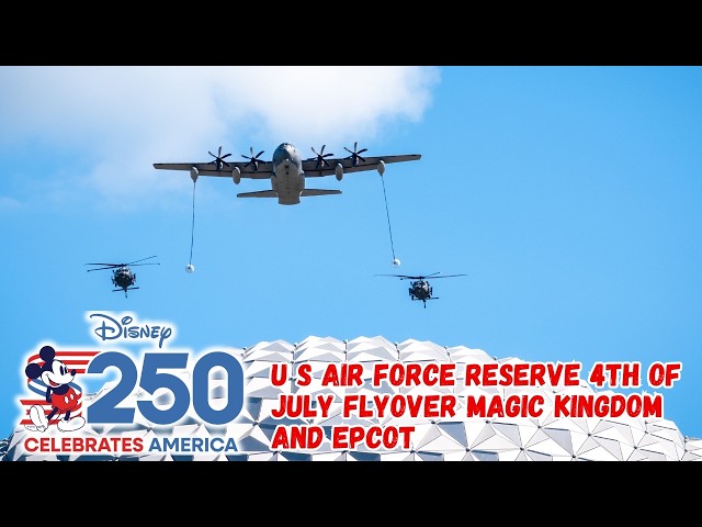 Video thumbnail for U S  Air Force Reserve 4th of July Flyover Magic Kingdom and EPCOT | Disney Celebrates America 250